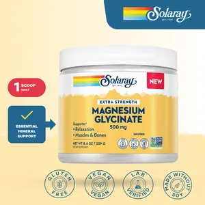 Solaray Extra-Strength Magnesium Glycinate Powder 500 mg for Adults – Unflavored Chelated Magnesium Supplement for Muscle, Bone & Relaxation Support