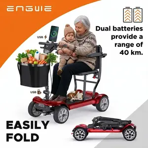 ENGWE Ease Series Folding 4 Wheel Mobility Scooter 15/24/12.4 Miles Range 250W/270W Electric Powered with Detachable Basket Front Light for Seniors Adults Manufacturer Warranty,UL 2272 Certified