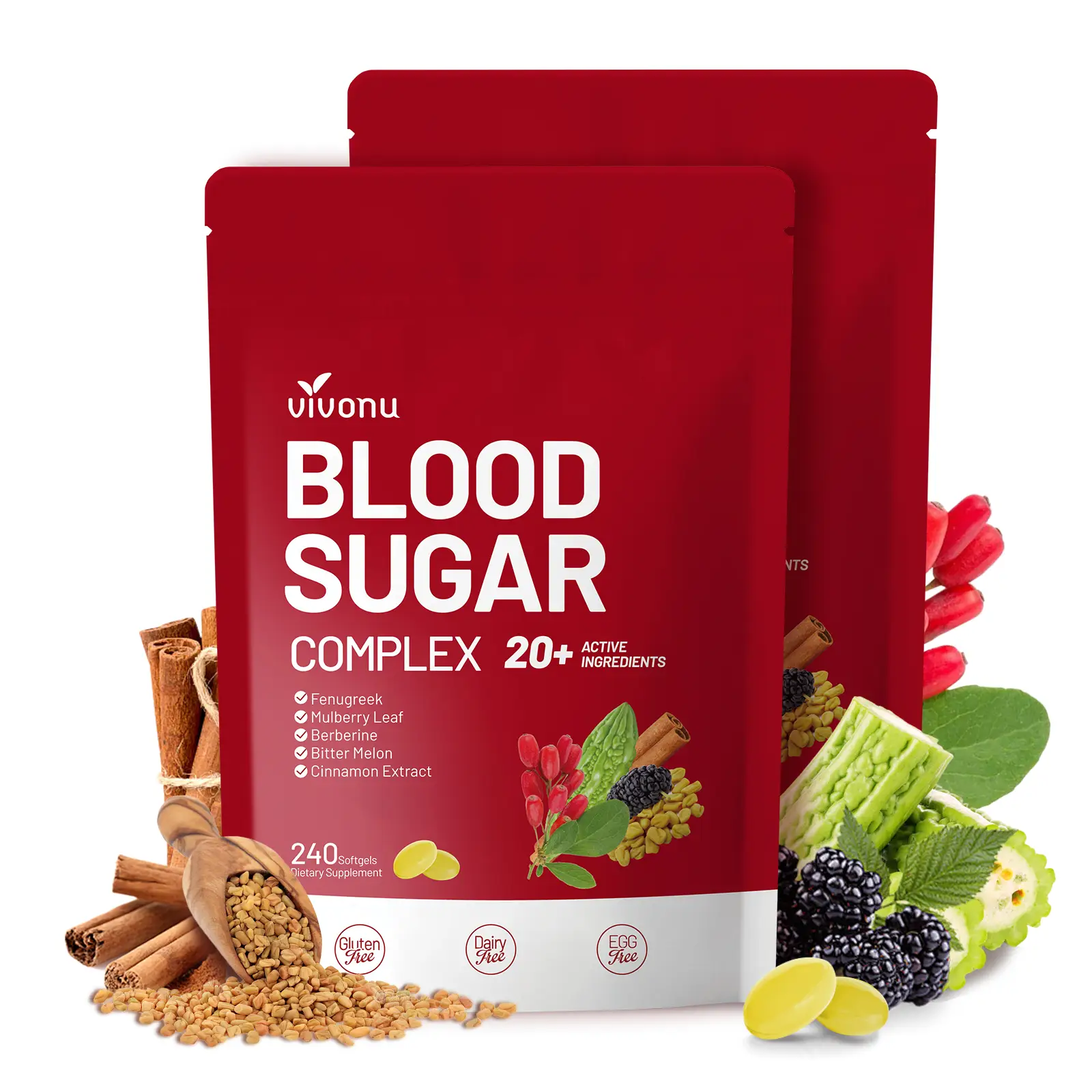 VIVONU BLOOD SUGAR COMPLEX –Blood Sugar Balance | Antioxidant Support | Metabolic Support | Enhanced Absorption | Bitter Melon + Turmeric + Cinnamon +
