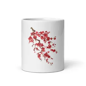 Sassy Edgy Red Floral Ceramic Mug - 11oz, 15oz, & 20oz Dishwasher Safe