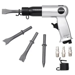 VEVOR Air Hammer, 3500BPM Pneumatic Hammer with 2.76 inch Stroke 4PCS Chisels Round Shank, Pistol-Grip Compact Air Chisel Pneumatic Shovel Tool for Cutting Punching Scraping