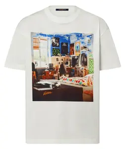 Louis Vuitton Teen Bedroom Printed Short Sleeve Tee Shirt Blanc Lait