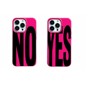 Simple and Sophisticated Design Yes No Black English Fahsion Couple Phone Case For iPhone 17 16 15 14 13 12 11 Pro Max Plus Air & SS Galaxy S25 S24 S23 Personality Soft Cover Christmas and Holiday Best Gifts Fashion Items
