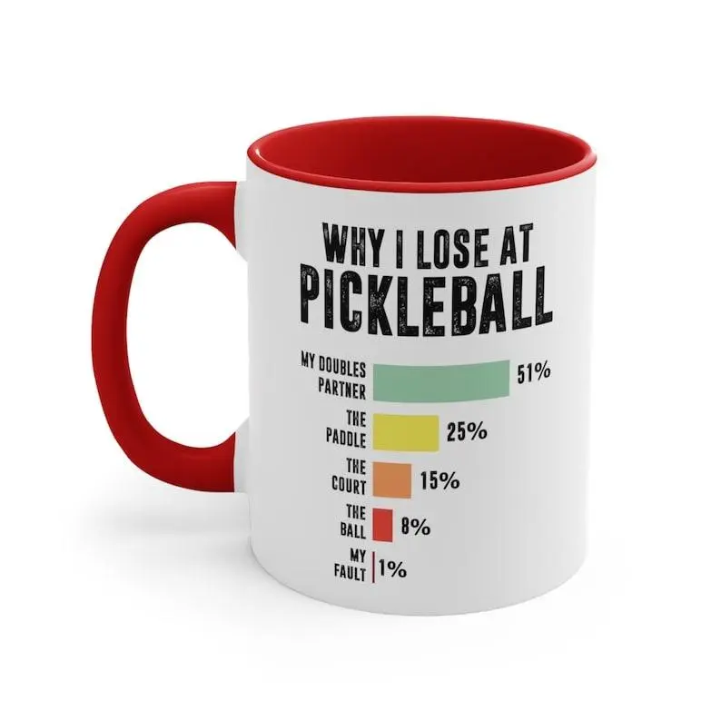 Why I Lose At Pickleball Funny Ceramic Coffee Mug, 11 Oz Sports Drink Cup Gift for Pickleball Players Coaches Fans, Cute Birthday Retirement Appreciation Present for Pickleball Sport Lovers Enthusiasts