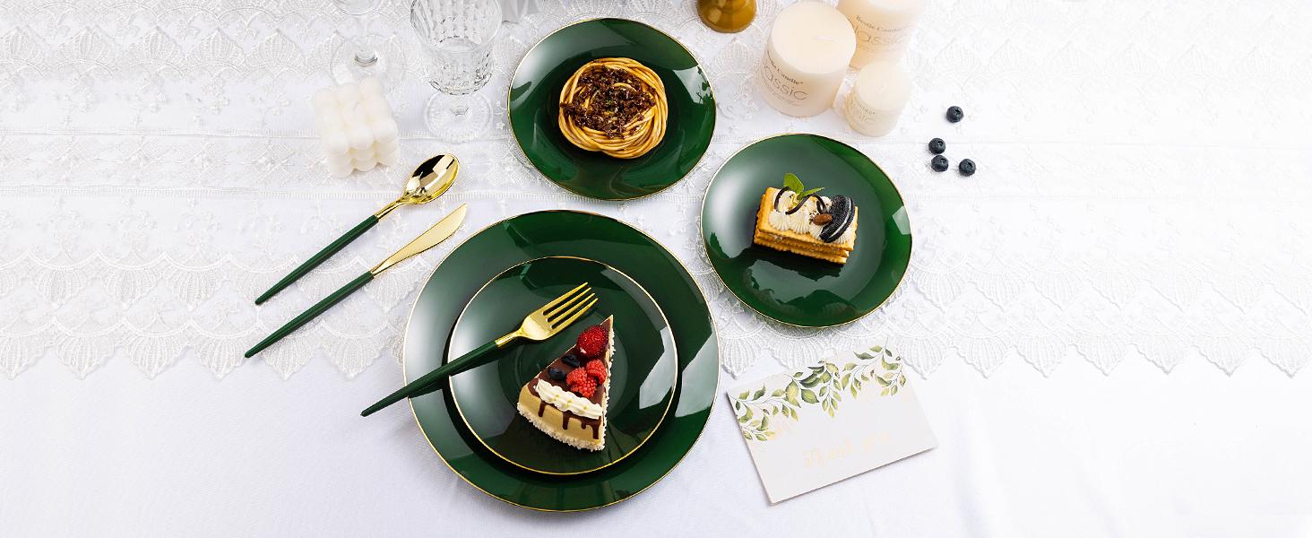 100PCS Green Gold Plastic Plates, St. Patrick's Day Plastic Pates,Green Disposable Plates for Party, Wedding, Include 50 Dinner Plates, 50 Dessert Plates for 50 Guests 100PCS Green Gold Plastic Plates, St. Patrick's Day Plastic Pates,Green Disposable Plates for Party, Wedding, Include 50 Dinner Plates, 50 Dessert Plates for 50 Guests