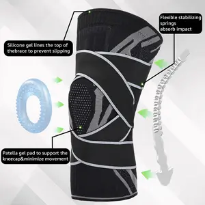 Compression Knee Support with Stabilizers, Knee Pain Relief Support for Men and Women, Knee Brace Ideal for Arthritis, Sprains, Breathable, Black - M