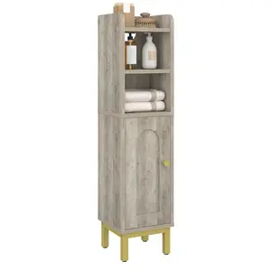 Bathroom Storage Cabinet, Small Corner Floor Cabinet with Door and Shelves, Narrow Toilet Paper Holder, Bathroom Organizer with Adjustable Shelf, for Small Spaces