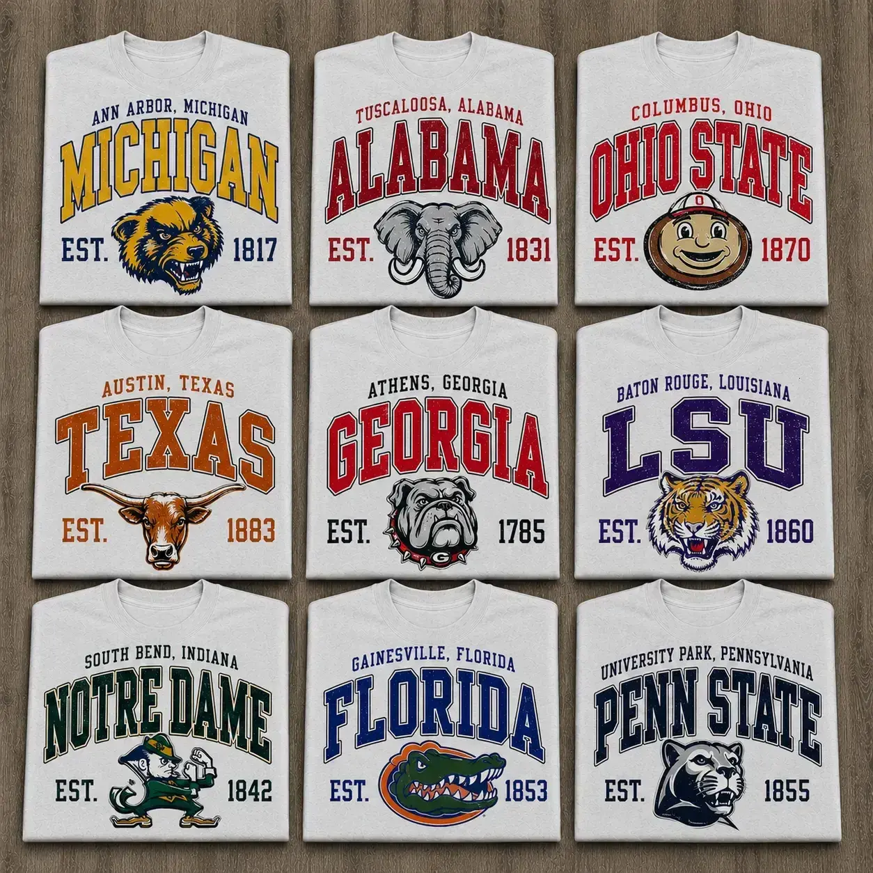 [Free Ship] Vintage All Team College Mascot Graphic T Shirt, Retro University Inspired Sports Tee, Classic Game Day Shirt, Athletic Fan Apparel, Gift for Football Lovers