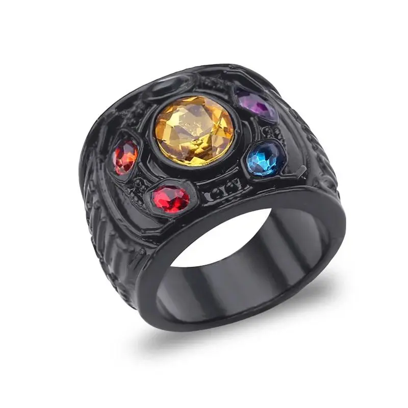 Men's Avengers Thanos Metal Ring, Luxury Black Charm Accessories, Simple Fashion Jewelry for Engagement Cosplay, Cosplay Fashion