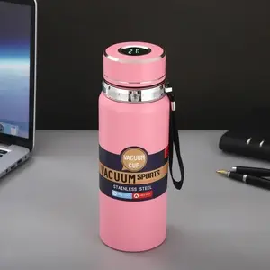 Generic Tumbler Flask Led Digital temperature Display Stainless Steel Vacuum Water bottle with rope (BUBBLEGUM, 34oz), TLVF-043A