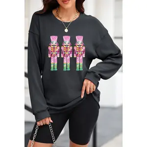 Sequin Nutcracker Round Neck Long Sleeve Sweatshirt