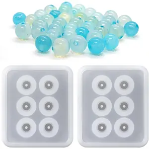 Bead Molds Set 2 count Round Ball Molds with Hole Sphere  Casting Mold for  Making Polymer Clay DIY Earrings Necklaces Craft Decoration Supplies (Diameter 16mm)
