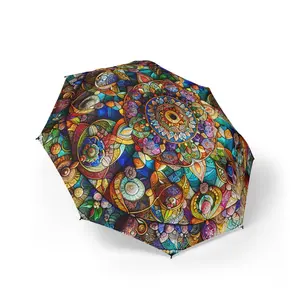 stained glass mandala Umbrella - Semi-Automatic Foldable Design
