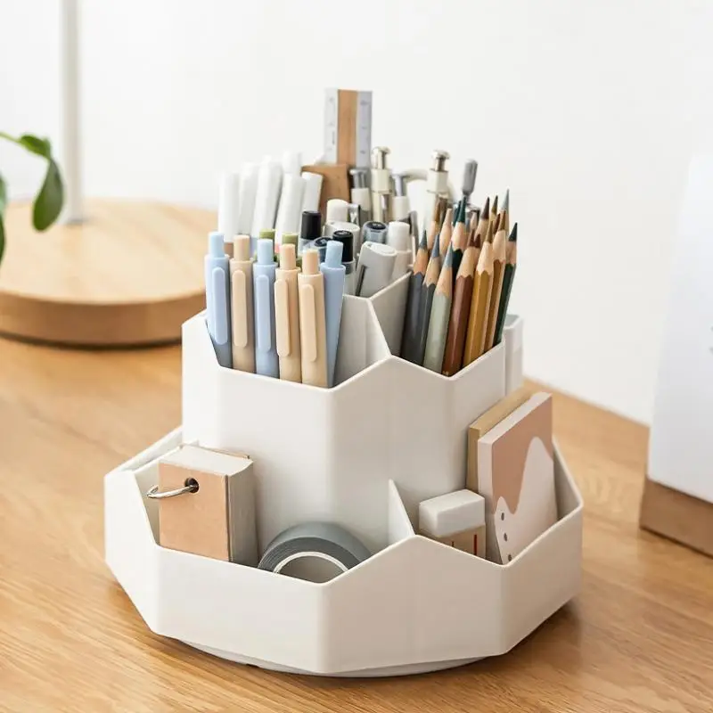 Desktop Pen Holder, 1 Count Multi-grid 360° Rotating Large Capacity Pen Organizer, Makeup Brush Holder, Desk Organizer For Home & Office