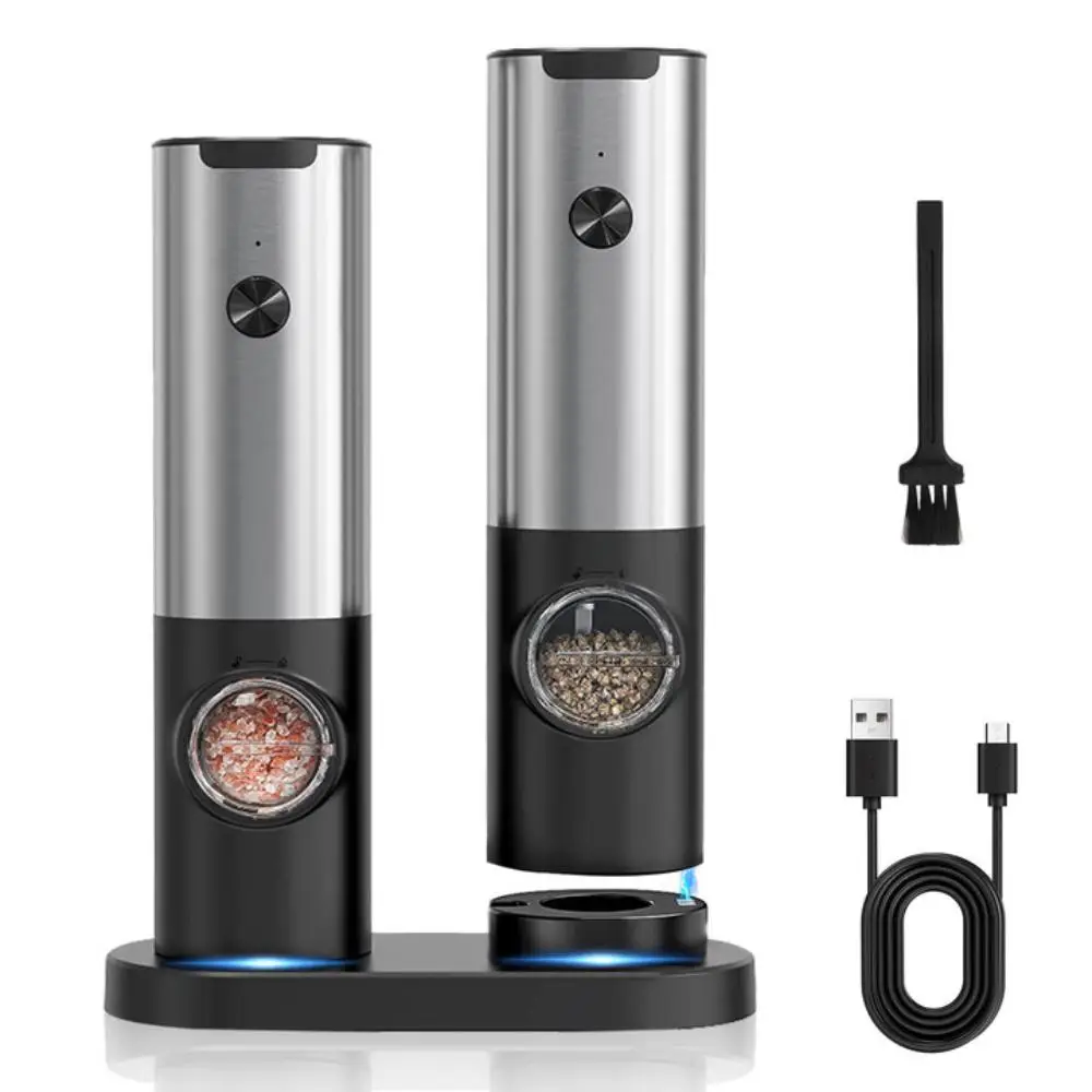 Electric Pepper Grinder, 1 Count USB Charging Multi-functional Smart Salt & Black Peppermill