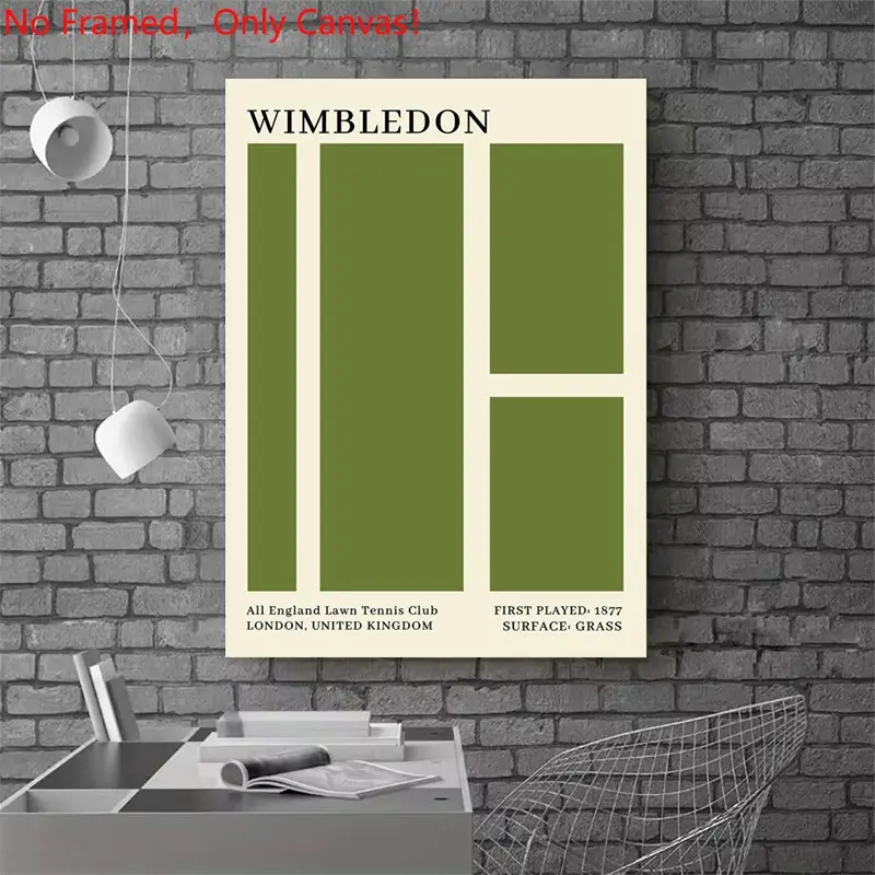 1 piece/set frameless canvas painting print poster, Sports activities art，Wimbledon Tennis Poster，a perfect gift for Tennis loves, ideal gift for bedroom, living room, dorm hallway, kitchen, mural, wall decoration, room decor