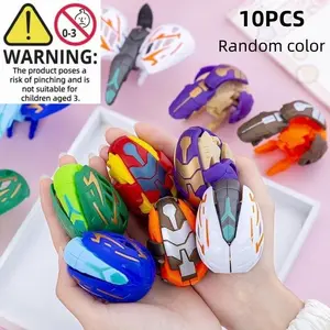 10pcs Tyrannosaurus Dinosaur Egg Transforming Toy Capsule, Random Surprise Set, Cool Birthday Party Gift, Classroom Prize, Christmas & Halloween Decoration, Random Colors