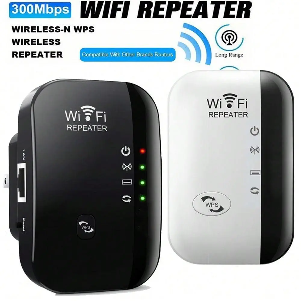 WiFi Range Extender (WiFi Repeater) - 300Mbps Wireless-N WPS Long-Range Network Booster, US Plug Access Point for Home, Camping & Hiking Camp Kitchen Use