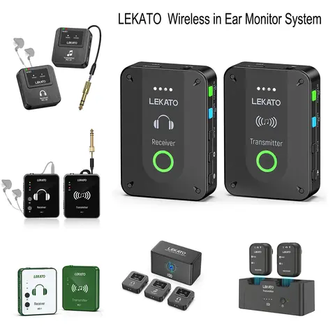 LEKATO MS-1 Wireless In-Ear Monitor System 2.4G, Automatic Pairing, Stereo Wireless IEM System with Transmitter Beltpack Receiver, for Studio, Band Rehearsal, Live Performance, Music Lovers Boys Girls Friends Gift