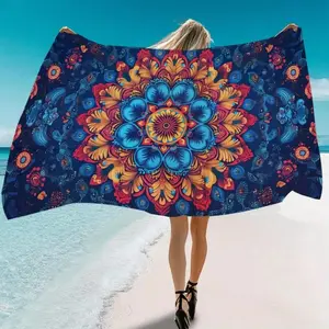 Mandala Print Microfiber Quick-Dry Beach Towel, Super Absorbent, Lightweight, Sand-Resistant, Perfect for Travel, Pool, Swimming, Bathing, Yoga