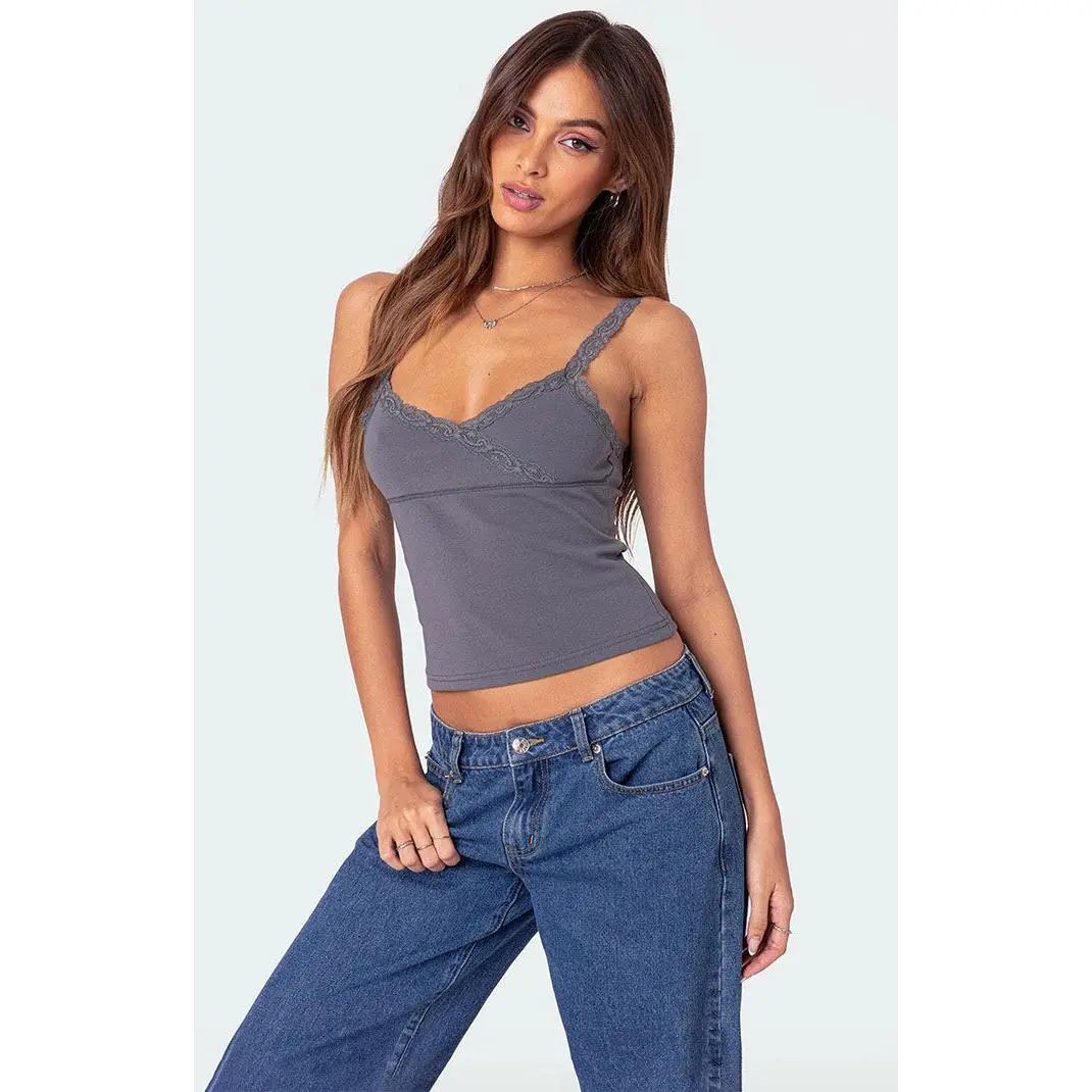 Edikted Women's Amilia Lace Trim Tank Top