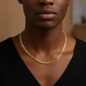 14K Real Gold-Plated Rope & Cuban Chain Necklace, Faceted Cut, Upgraded Shine, Tarnish-Free Nanotech, 6mm, Unisex