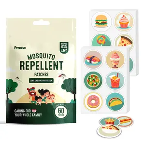 Praxse Mosquito Repellent Stickers 60 Pcs- Your Adorable Guardians: Effective, Safe, and Fun Mosquito Protection for Family for Home, Travel, Camping, and More Evening Oil