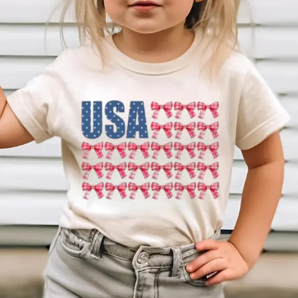 USA T-Shirt, Girls Coquette Flag T-Shirt, Preppy Patriotic Tee, Coquette Bow Shirt, Floral USA, Coquette 4th Tee, 4th of July Family Matching Outfit Tee, 250 Anniversary USA Shirt, Independence Day Tee, Youth and Adult T-shirt, Matching Family clothing