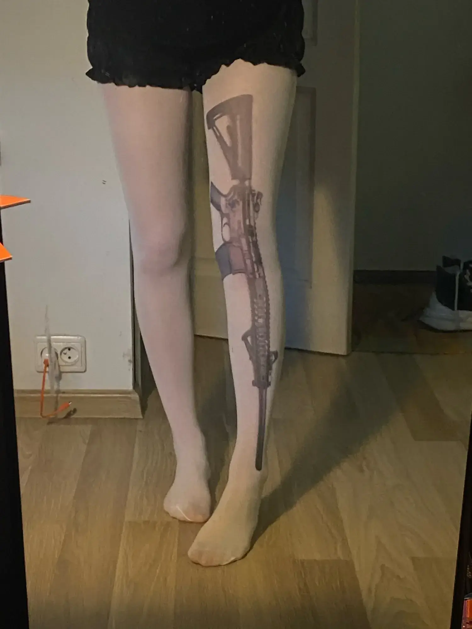 Y2K Stocks Letter Pattern Tights Women Punk Black White Socks Woman Thin Transparent Medias JK Internet Celebrity Women Lingerie