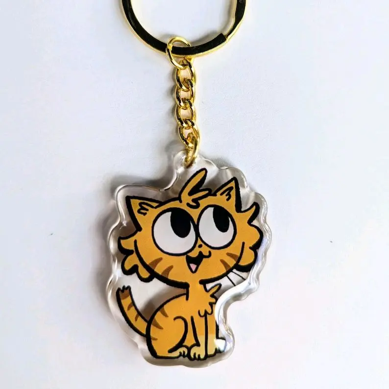 Orange Tabby Cat Keychain and Purse Charm - Cute Acrylic Design for Cat Lovers