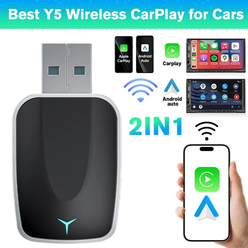 【BackToSchool】Wireless CarPlay & Android Auto Adapter 2-in-1 - Plug & Play 5G WiFi Dongle, Convert Wired to Wireless, Auto Connect Car Accessory