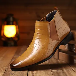 Men’s Chelsea Boots — Textured Leather Upper, Slip-On Elastic Gores, Cushioned Insole, Non-Slip Traction Sole | Ideal for Work, Business, Casual Outings, and Special Occasions | Gift-Ready