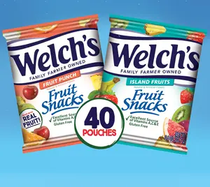 Welch's Fruit Snacks, Fruit Punch & Island Fruits, Individual Single Serve Bags, 0.8 oz (Pack of 40)