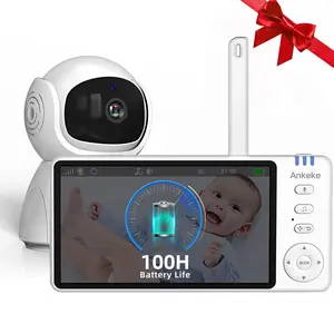 5"No WiFi Baby Monitor, 360° PTZ Camera, 720P HD Display, Two-Way Audio, Temperature Monitoring & Motion Detection Alert