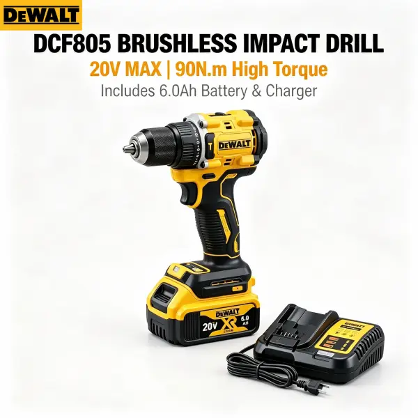 DEWALT DCF805 Cordless Impact Driver, 10mm Chuck, 0-650/0-2000r/min No-Load Speed, 60N-m Max Torque, W/1 Battery & Charger, For Woodworking & Household Installation Repair