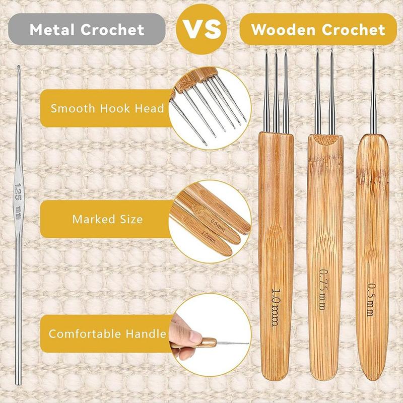 9Pcs Dreadlock Crochet Hook for Hair Loc Needle for Dreads Tool for Braid Craft Dread Locks Crochet Needles for Christmas New Year Home Use