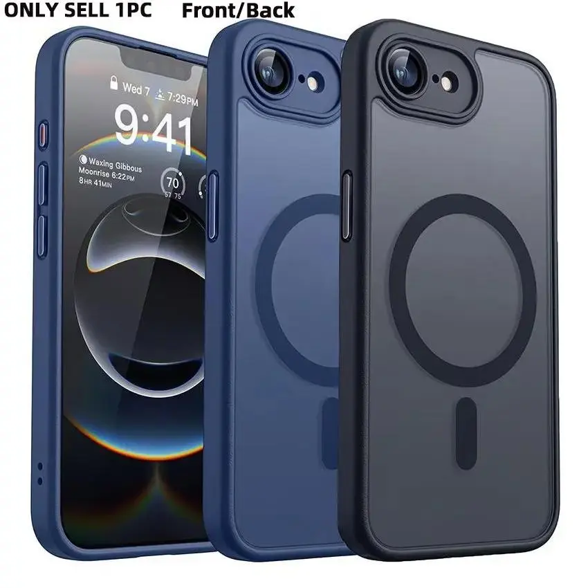 Enhanced Magnetic TPU Smartphone Case for iPhone 11/12/13/14/14 Pro/15/16/16E/17/17E/ProMax Plus, Translucent Matte Cover, Full Camera Protector, Shockproof Design, Wireless Charging Compatible Cellphone Accessory