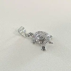 Sterling Silver 925 Turtle Moving Pendant Charm Jewelry Whimsical Necklace