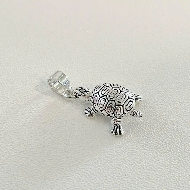 Sterling Silver 925 Turtle Moving Pendant Charm Jewelry Whimsical Necklace