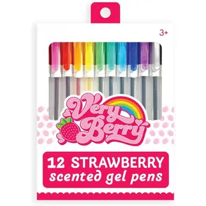 Scented Very Berry Gel Pens Set of 12-0.7mm NIB with Strawberry Scent, Pens for  and Adults, Art and Stationery Supplies