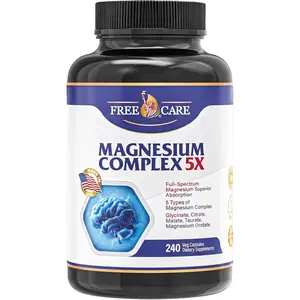 Magnesium Complex Supplement 820mg 240 Veggie Capsules with Glycinate Citrate Malate Taurate and Orotate for Sleep Mood and Muscle Relaxation