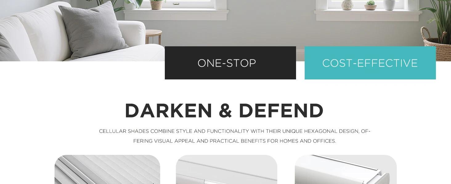 Top Bottom Cordless Window Blinds Blackout Honeycomb Cellular Shades for Indoor Windows No Drill No Tools Built-In Installation