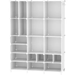 Cube Organizer Closet 12 Cube Shelves, Large and Small Cubes, DIY Closet Clothes Shelfs for Home, Bedroom, White