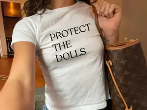 [Sale off up to 65%] Protect The Dolls Baby Tee, Trans Rights Y2K Baby Tee, Activist Baby Tee, LGBT Baby Tee, LGBT Transgender Shirt, LGBT Pride Crop Top