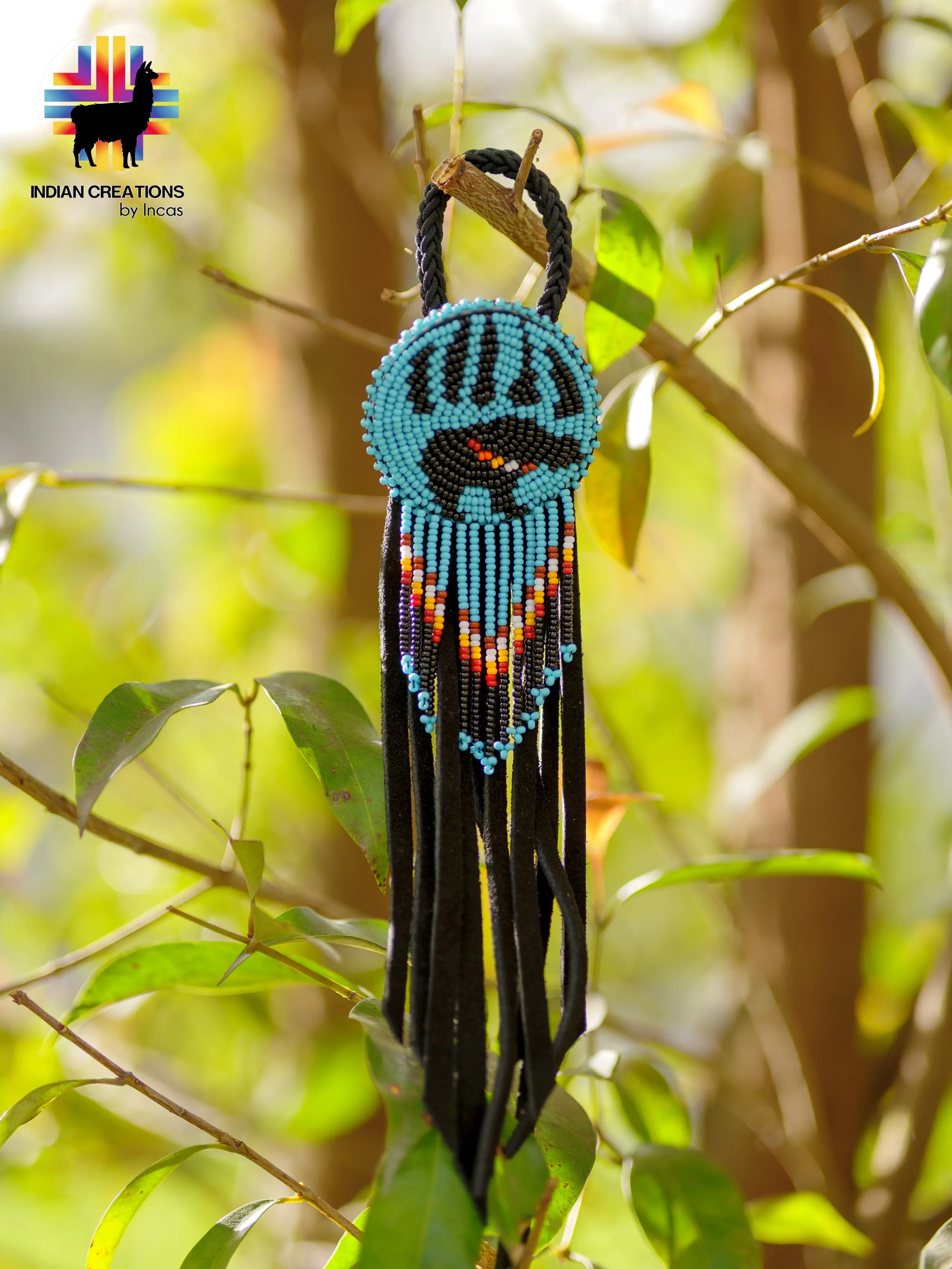 Handmade Leather Hair Tie. Beaded Hair accessories. Made in Ecuador. Boho and Chic.