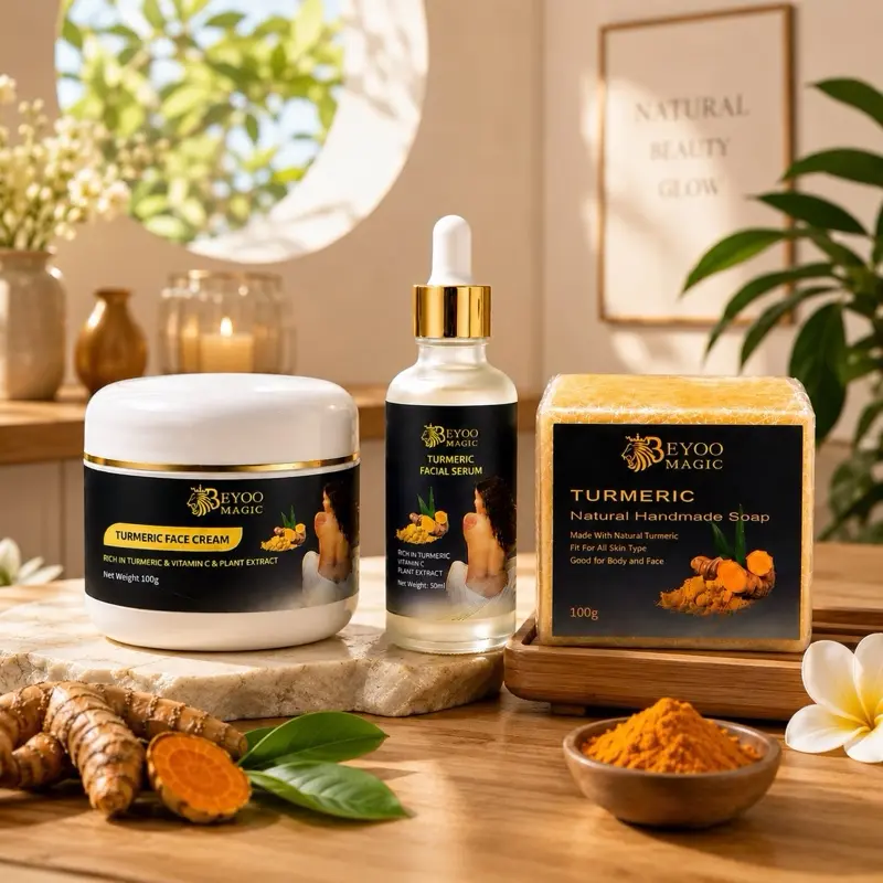 3-Pack Turmeric Face Cream, serum, soap.Hydrating Skincare Moisturizer for Daily Use, Moisturizers