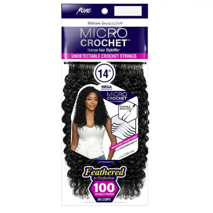 Mane Concept Mega Brazilian Micro Crochet Human Hair StyleMix Strings Braid - MBMC104 FEATHER WATER WAVE 14"