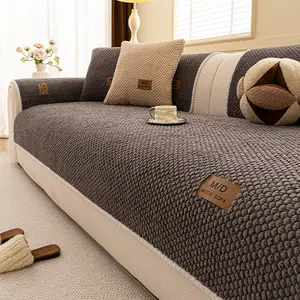 Vintage Luxury Cotton Linen Sofa Cover, Non-Slip Single Piece Sofa Cushion, Suitable for Living Room, Bedroom, Office