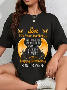 100% Cotton Unisex Happy Heavenly Birthday My Son My Angel In Heaven T-Shirt