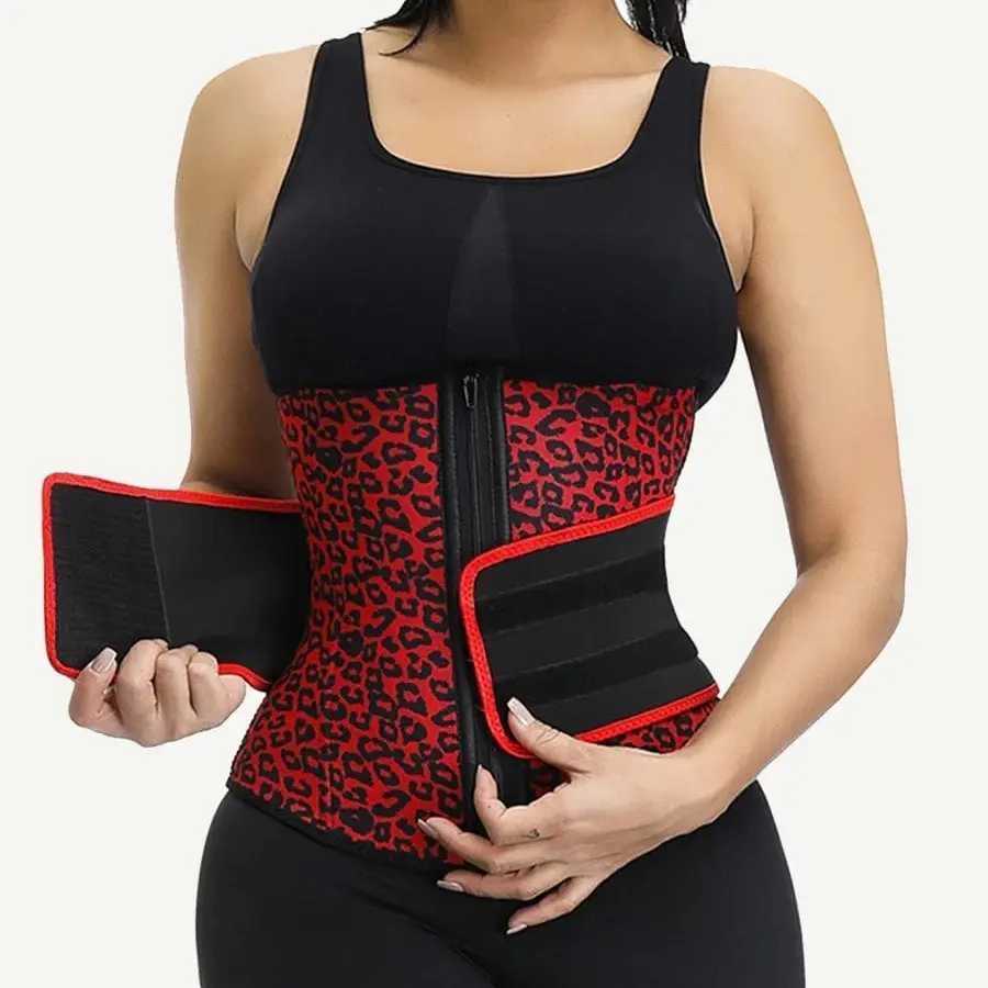 Red Cheetah Print Waist Trainer for Women - Body Shaping Clothes